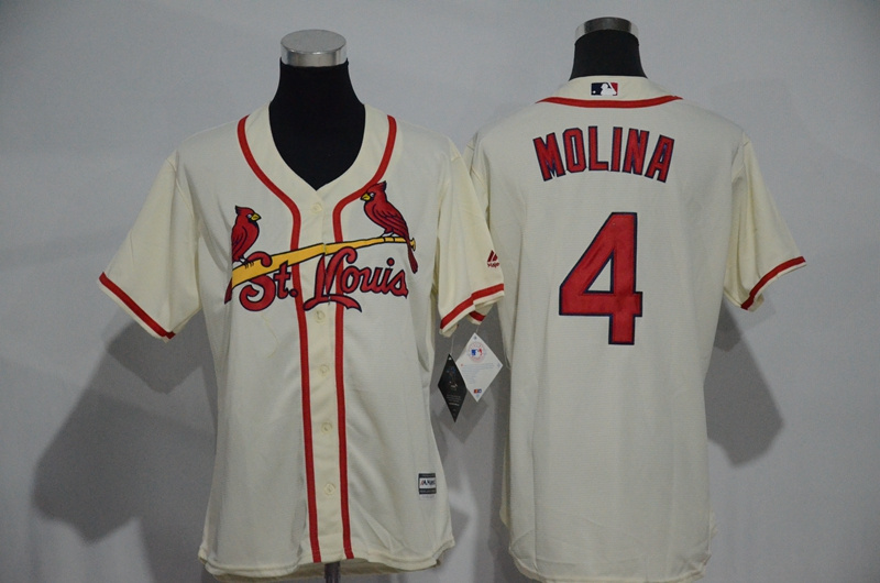 Womens 2017 MLB St. Louis Cardinals #4 Molina Gream Jerseys->women mlb jersey->Women Jersey